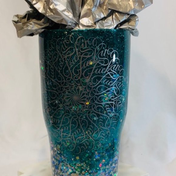 Green & Silver Glitter Stainless 32 oz Tumbler